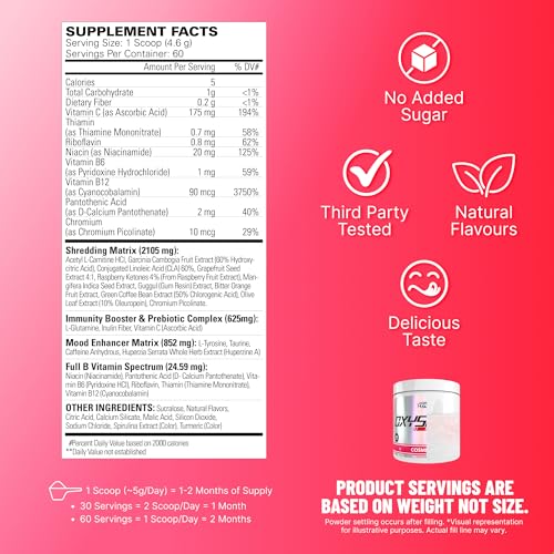 Image of EHP LABS OxyShred Pre Workout Powder - Preworkout Powder with L Glutamine & Acetyl L Carnitine, Energy Boost Drink - Cosmic Blast, 60 Servings