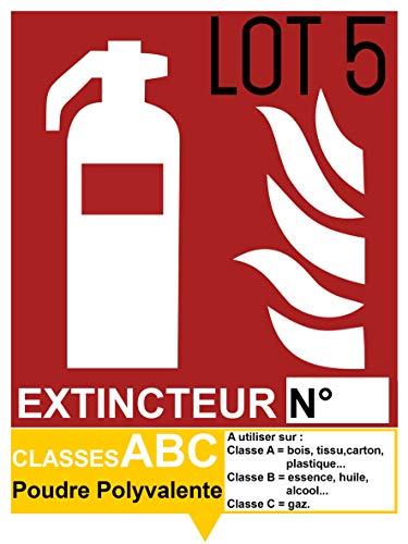 Autocollant vinyl - Autocollant vinyl - Signalétique extincteur ABC Poudre Polyvalente - L.150 x H.200 mm - 5