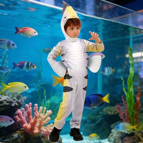 Disfraz infantil unisex de pez plano para Halloween miniatura 5