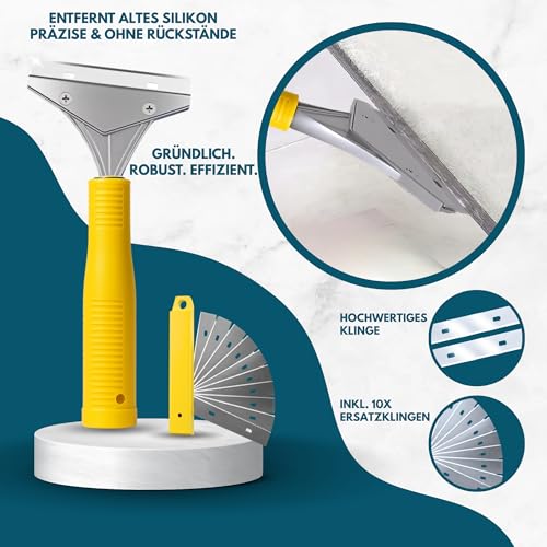EMSNOVA® Silikonentferner Werkzeug-Set – 24-teiliges 3-in-1 Profi-Set mit Fugenschaber, Fugenmesser & Fugenglätter – inkl. Ersatzklingen – Ideal für Bad, Küche & Fensterdichtungen