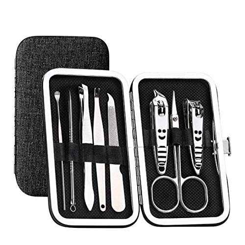 SCRUBY Ensemble de manucure portable 8 pièces gris pour soin des ongles