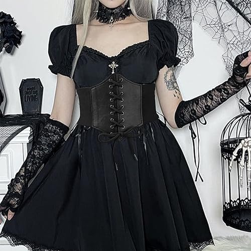 Zando Lace up Pirate Corset Belt for Women - Elastic Waist Belt Vintage Renaissance Accessories for Daily Halloween Cosplay2