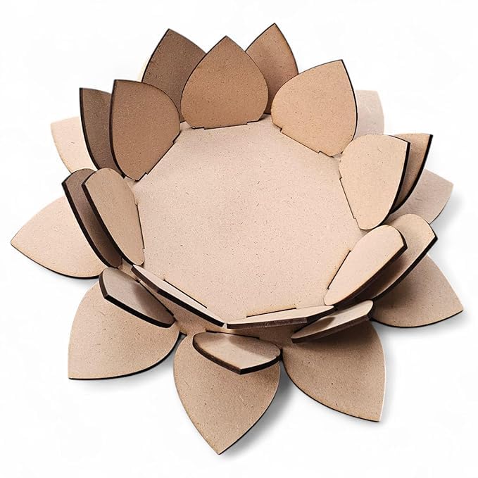 Lotus Pooja Base DIY Kit – 18 Petals + 1 Round Center | Pre-Laminated Wood Decorative Platform for Festival Use-image-36