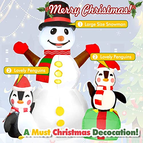 Qiaipo 6 Ft Height Christmas Outdoor Decorations Christmas Inflatables Snowman And Penguins With Bright Built-In Led Lights Christmas Blow Up Decor Indoor Outdoor Yard Garden - Random Scarf Color #TOP1