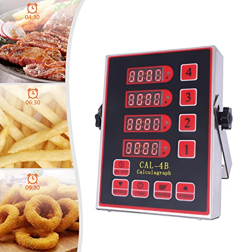 4 Channels CAL-4B Digital Kitchen Timer, Upthehill Stainless Steel Restaurant Timer Calculagraph Timer Clock Reminder Cooking Reminder on Multiple Events with Loud Alarm (4 Channels)