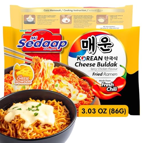 Image of Mi Sedaap Korean Cheese Buldak Spicy Chicken Ramen Noodles, Pack of 5