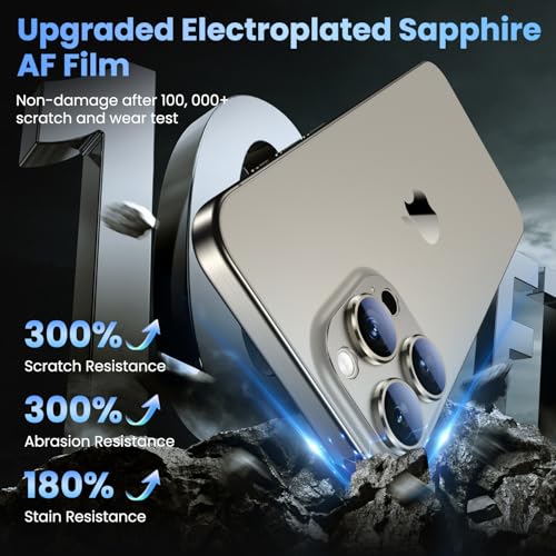 Image of Uyiton Compatible with iPhone 16 Pro /iPhone 16 Pro Max Camera Lens Protector - [Not Easy to Break][Strong Adsorption][Case-Friendly] Metal Tempered Glass Rear Camera Screen Cover - Natural Titanium