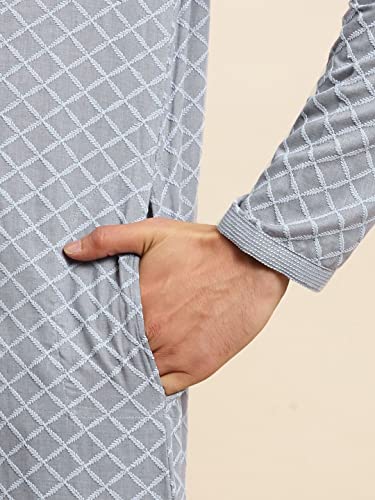 Image of Rajubhai Hargovindas Men's Chikankari Embroidered Cotton Kurta (Ches)