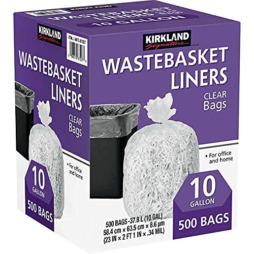 Kirkland Signature Wastebasket Liner For Office/Home - Clear: 10 Gallon (500 Ct.) #TOP14