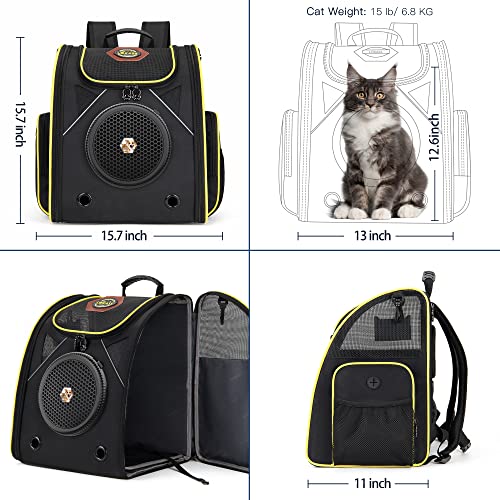 Cat Backpack Carrier【2023 Upgraded】 Airline Approved Travel Bag For Cats And Small Dog,Lokass Large Portable Pet Carriers For Dogs/Puppy/Doggy Supplies For Hiking/Bike,With Food Bowl/Storage,Black #TOP2