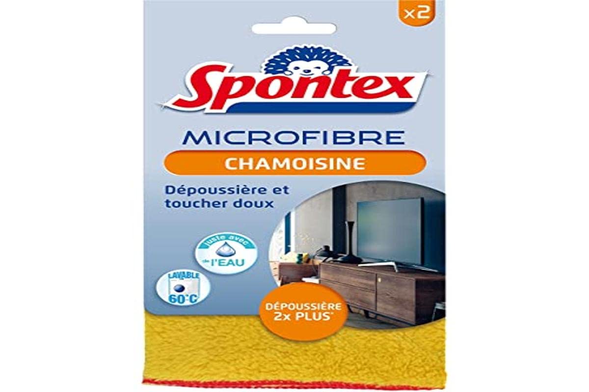 Spontex Microfibre Chamois - 2 microfibres that dust twice as much - soft to the touch