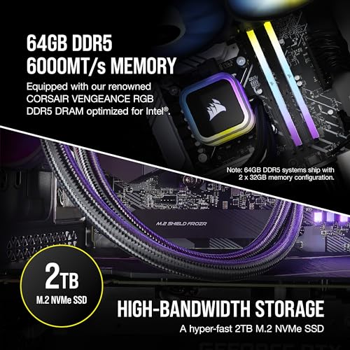 Image of Corsair Vengeance i7500 Series Gaming PC - Liquid Cooled Intel Core i9 14900KF CPU - NVIDIA GeForce RTX 4090 GPU - 64GB Vengeance RGB DDR5 Memory - 2TB M.2 SSD - White