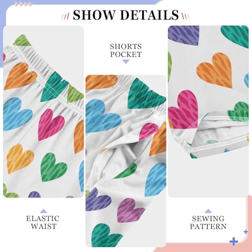 Colorful Love Heart Pattern Boys Long Pants Soft Trousers Elastic Waist Kids Lounge Bottoms with Pockets S-XL4