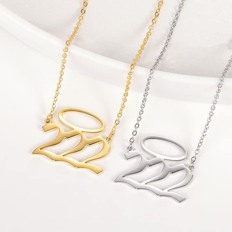 Miniatura 4 de Collar para mujer, chapado en oro de 14 quilates, acero inoxidable, minimalista, número de ángel 111-999, collar con colgante
