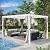 10' × 12' Louvered Pergola, Outdoor Aluminium Canopy with Adjustable Roof Curtains and Netting for Patio, Deck, Garden, Yard, Beach.(White)