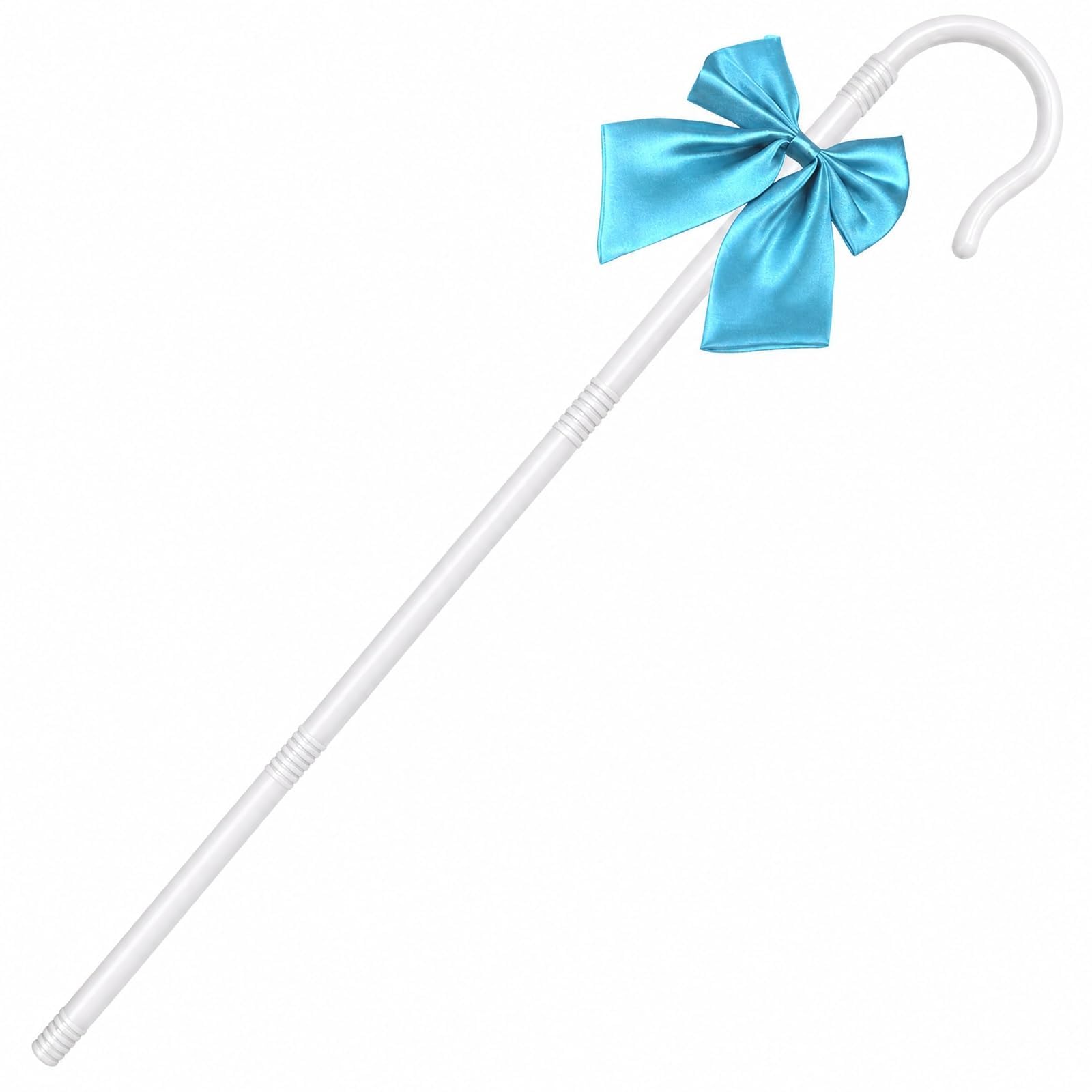 Curved Hook Cane with Bowknot, Country Fancy Dress Stage Performance Prop for Halloween