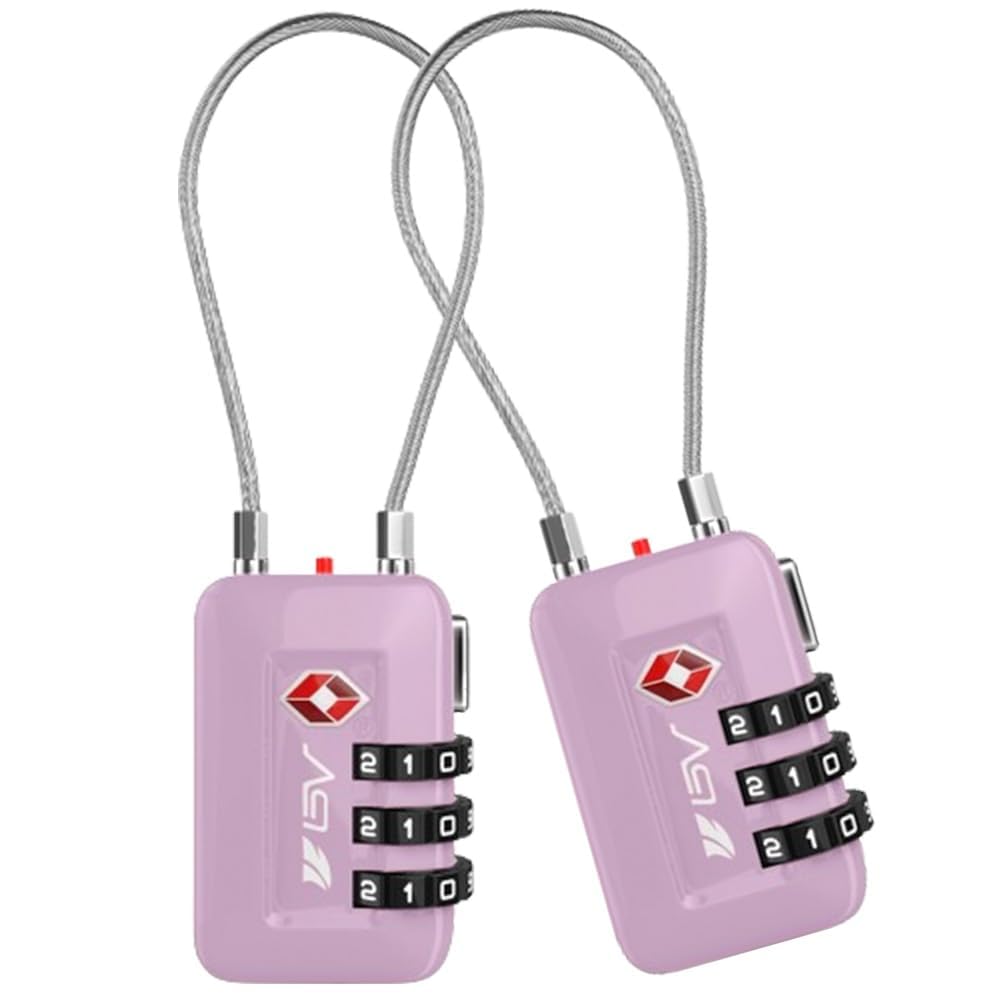 BV TSA Accepted Luggage Travel Lock, Set-Your-Own Combination Lock for School Gym Locker, Luggage Suitcase Baggage Locks, Filing Cabinets, Toolbox, Case (Purple, 2 Pack)