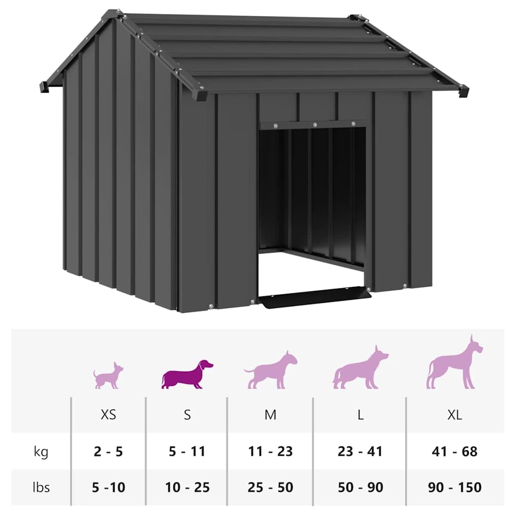 Hundehütte mit Dach aus verzinktem Stahl, 85 x 107 x 81 cm, Zwinger mit Markise, Laufstall für Hunde, aus Metall, für Terrasse, Garten, Terrasse