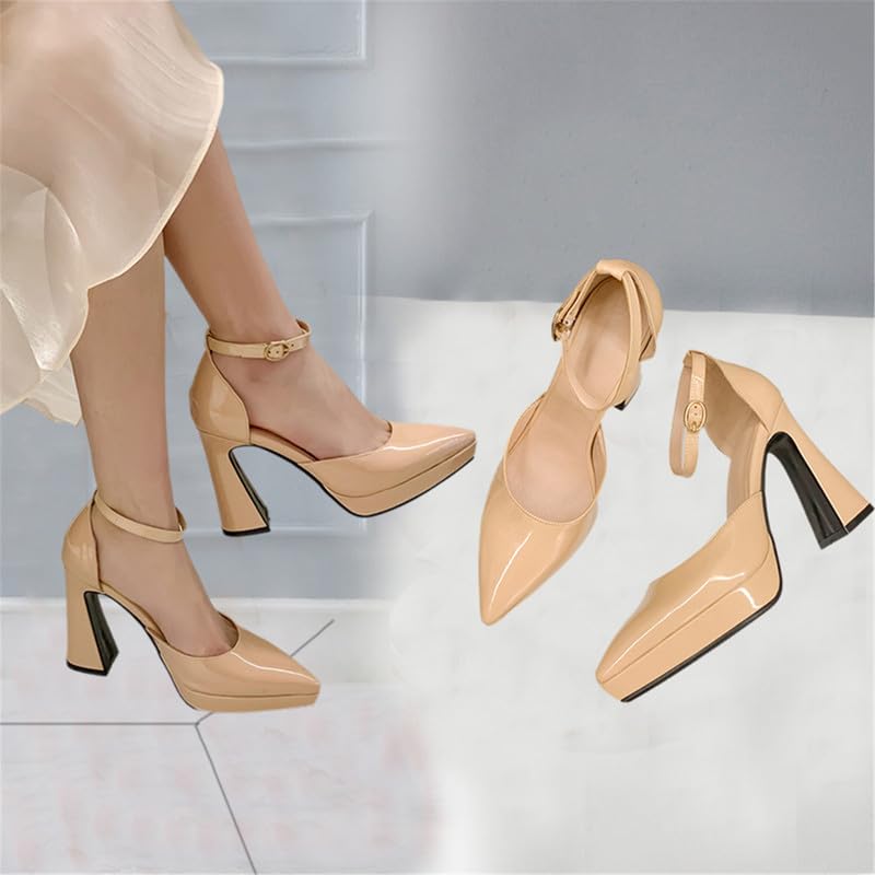 Image of FOREADA Lolita Bow Platform High Heel Women Rockabilly Mary Jane Dress Pump | Boasts soft kawaii retro vintage lolita tea party aesthetic, with block heel ,bow, round toe versatile style for dress wear