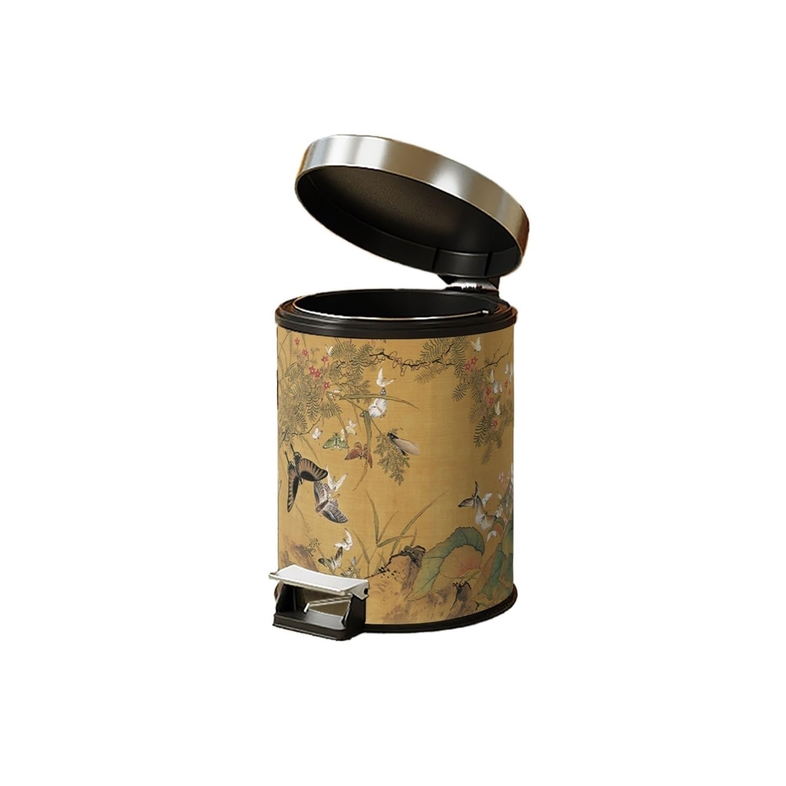 Z4T8M2K6G5 Waste Bin Trash Can with Lid Reusable Vintage Style Leather Wastebasket for Living Room Trash Can