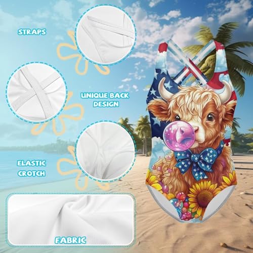 Yzaoxia One Piece Bathing Suit for Girls Swimsuit Criss Cross Swimwear 5-14Y3