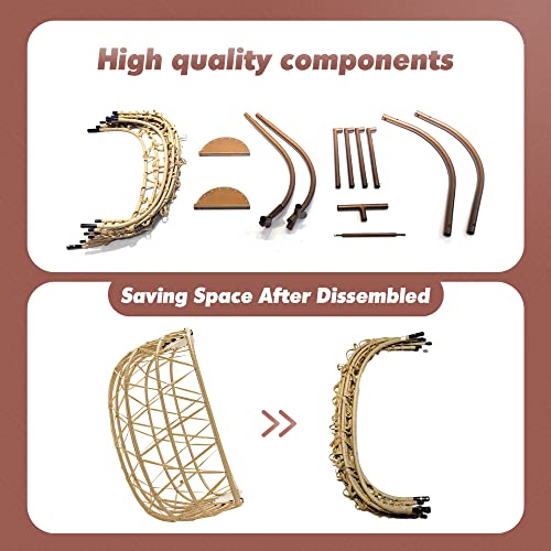 Bulexyard Double Swing Egg Chair With Stand Indoor Outdoor 2 Person Large Wicker Hanging Chair Oversized Twins Patio Loveseat 2 Seat Egg Chair Cream With Cover #TOP4