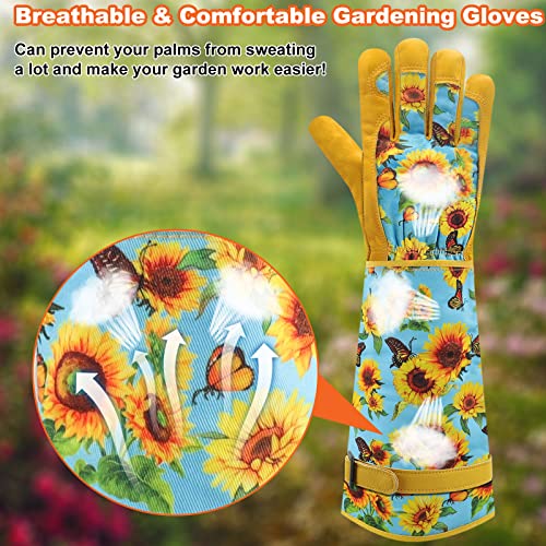 Dly Gardening Gloves For Women - Long Thorn Proof Rose Pruning Garden Gloves, Cowhide Leather Gauntlet Gardening Gifts #TOP3