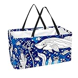 La bolsa de la compra ecológica está hecha de tela Oxford 300D, asas de transporte extralargas que se pueden sostener en la mano o pueden descansar en el antebrazo manteniendo tus manos libres mientras compras