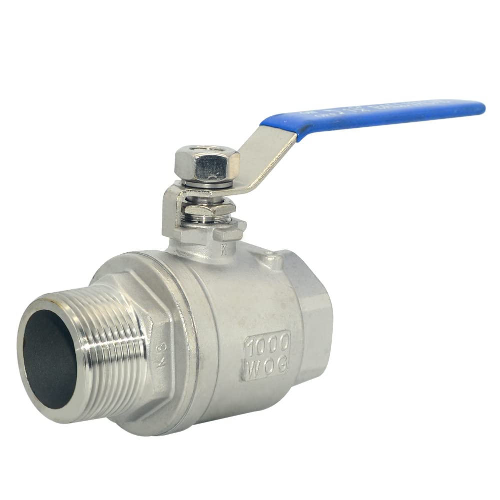 1Pcs Full Port Ball Valve 1-1/4'' - Heavy Duty Male NPT (MNPT) X Female NPT (FNPT) Thread with Long Handle Switch,Stainless Steel 304 for Water, Oil, and Gas,1000WOG