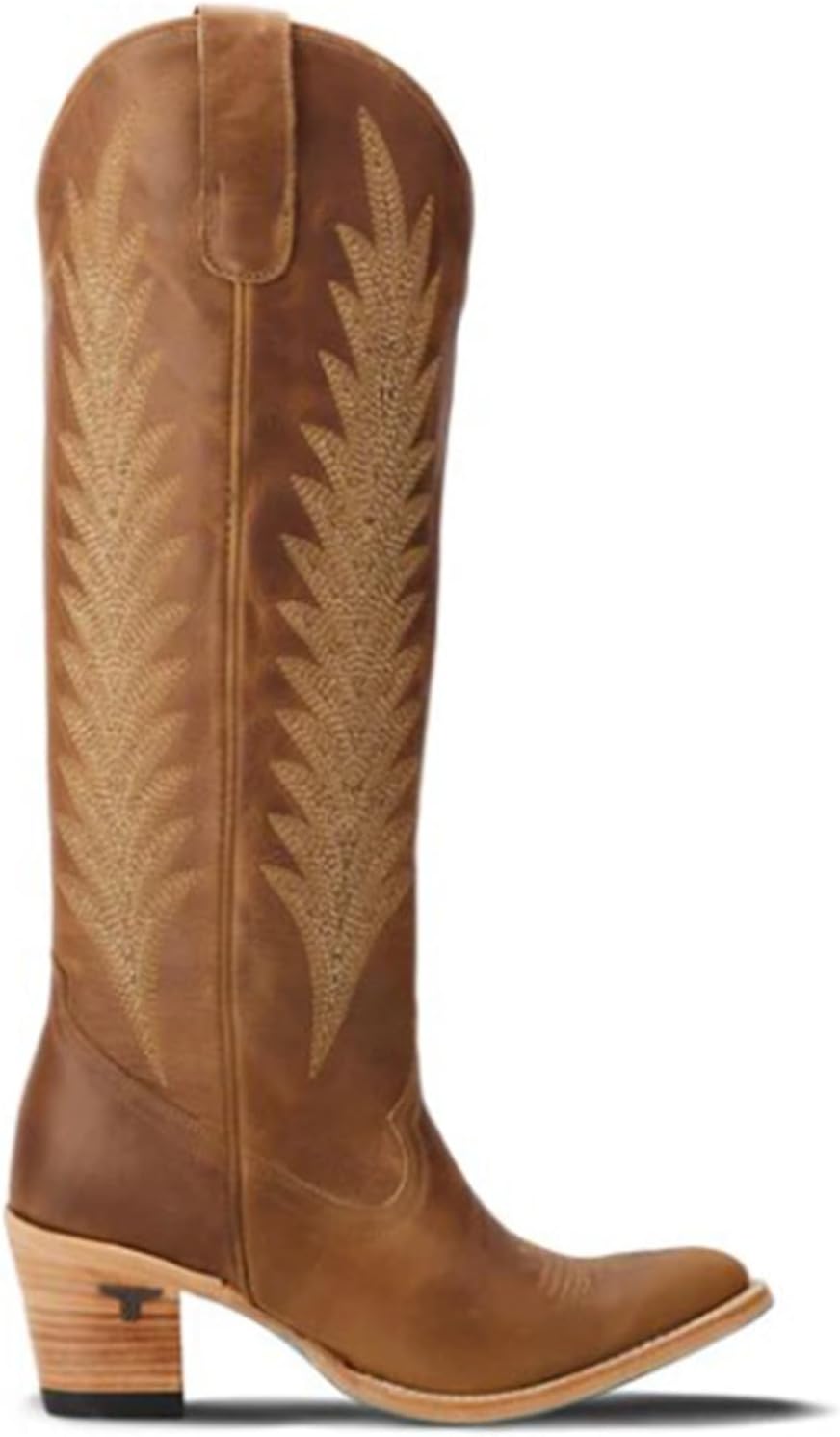 Lane Womens Jentry Knee High Embroidered Round Toe Casual Boots Knee High Mid Heel 2-3" - Brown