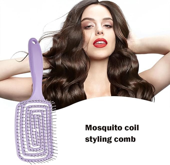 SwissHome 1Pcs Styling Professional Curved Vented Hair Brush - Faster Blow Drying and Paddle Detangling for Women and Men, Ideal for Wet or Dry Curly, Thick, and Straight Hair (PURPLE) 3