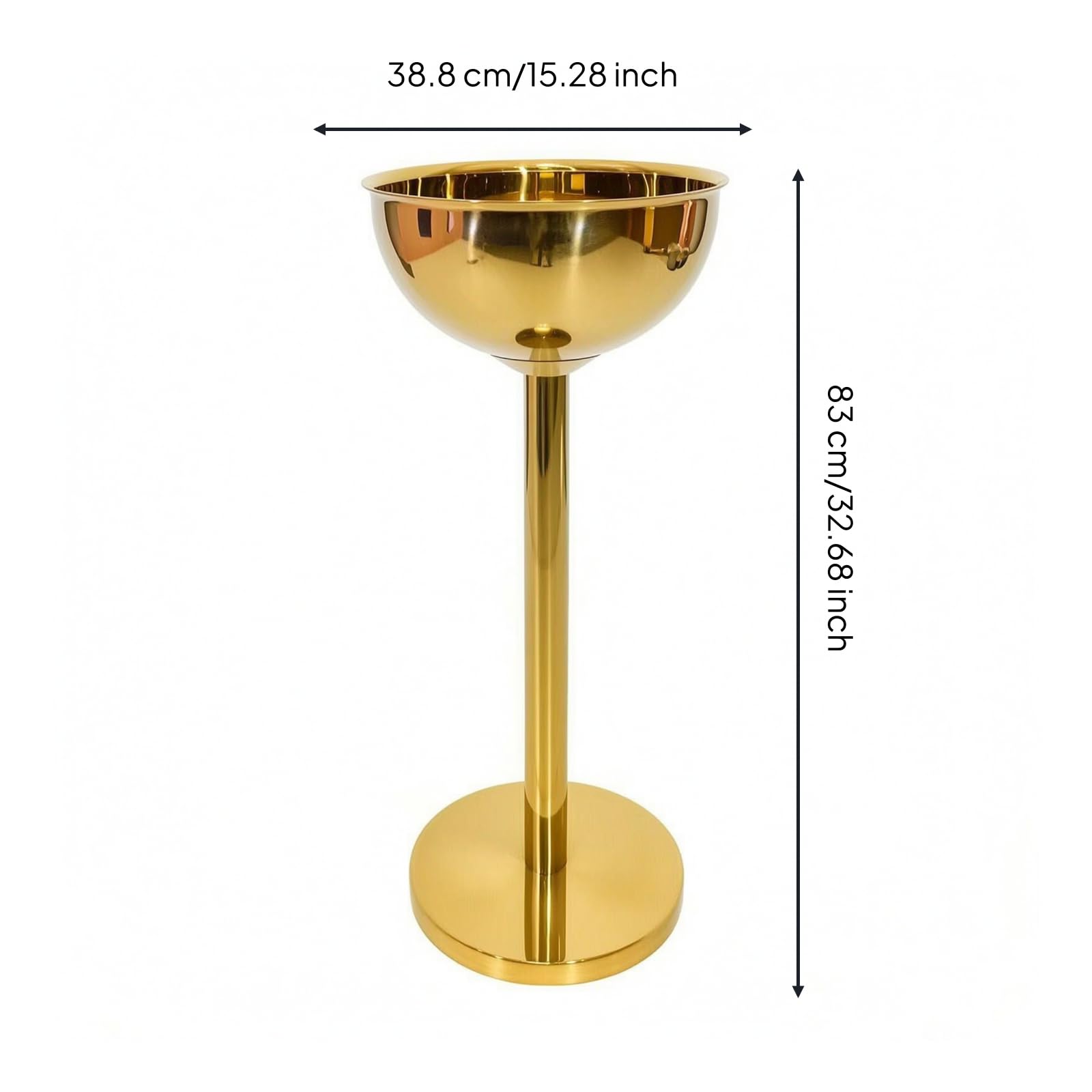 Soporte de Vino Soporte Cubo Botellero Pedestal Porta en Acero Inoxidable Liso Vertical y Base Pesada Adecuado para Servicio de Cócteles en Casa Salas , Dorado , Redondo Con Soporte