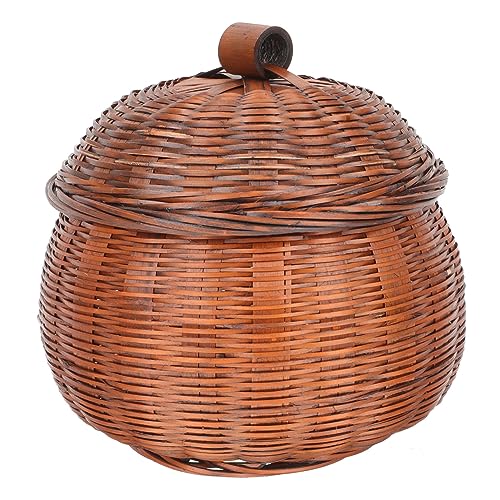Luxshiny 15cm Chocolate Pumpkin Shape Storage Basket, Durable Wooden Material, Multi-Purpose Use, Smooth Round Surface