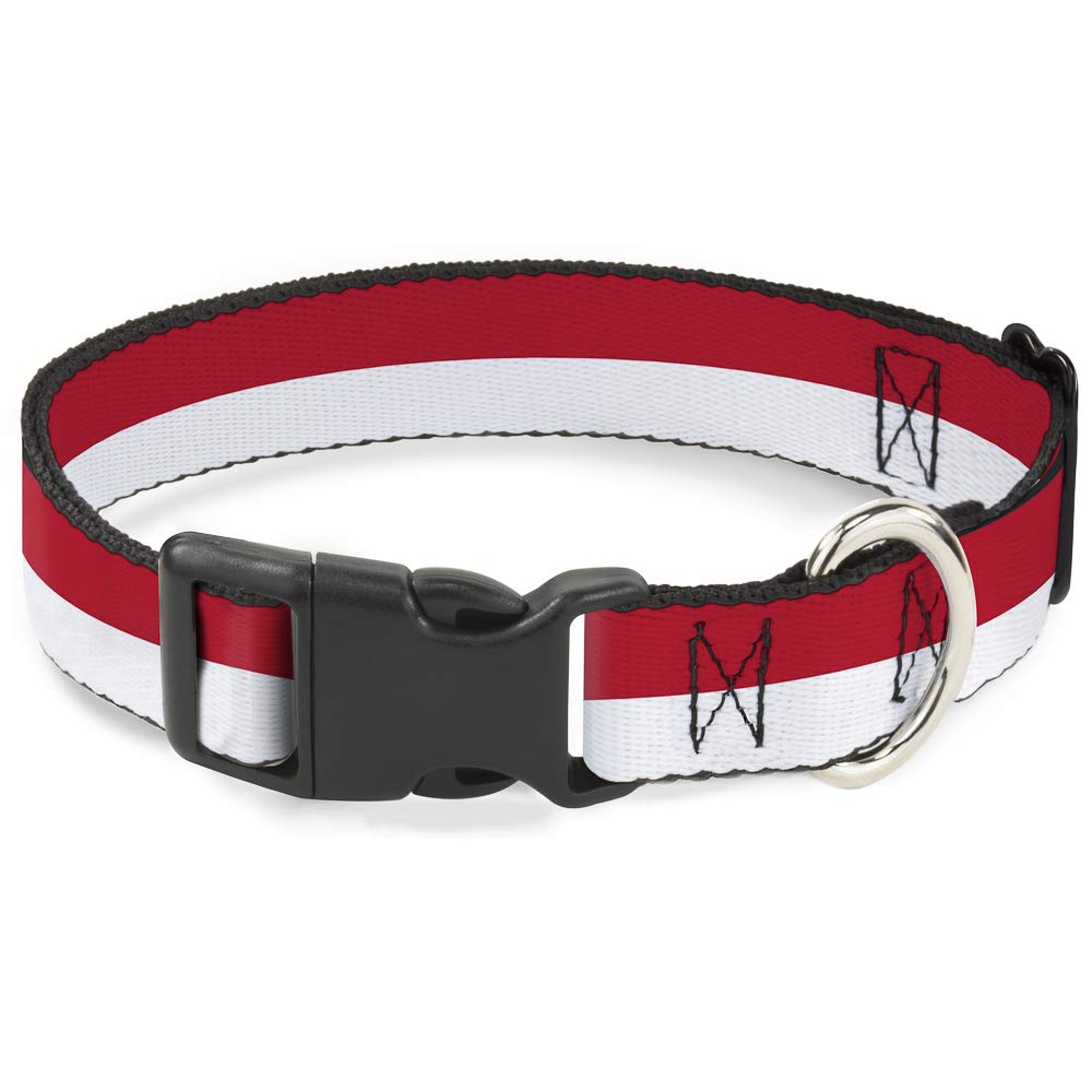 Collier pour chien motif rayures rouge et blanc pour balades en ville