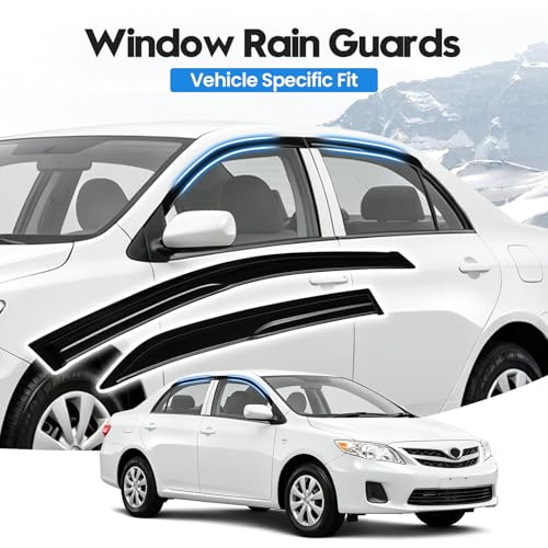 Image of Corolla Rain Guards - Window Visors for Toyota Corolla 2009-2013, Out-Channel Side Window Rain Guards for Corolla Accessories, 4PCS, Black, Car Accessories
