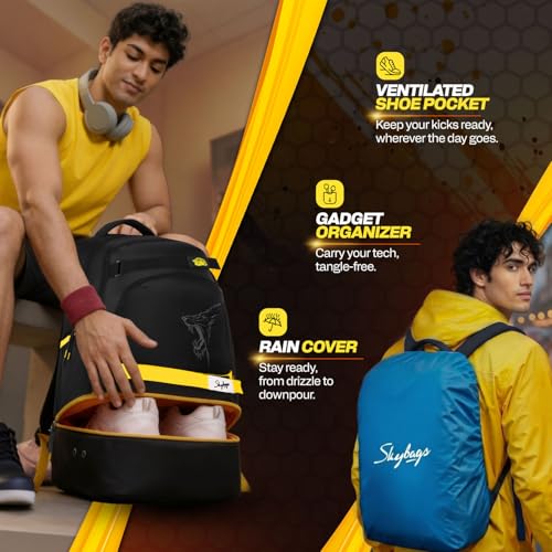 Image of Skybags Namma 16.5 inch Compatible Laptop Backpack 40L | 2 Compartments with Quick-Access Front Pocket & Rain Cover | Tablet Sleeve & Side Bottle Pocket | CSK Travel Backpack for Men & Women