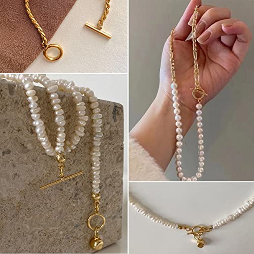 300 Pieces Toggle Clasp Sets 50 Pairs Round Toggle Clasps Connectors T Bar Ring Clasps With 250 Pieces Open Jump Rings For Diy Jewelry Making (Gold) #TOP1