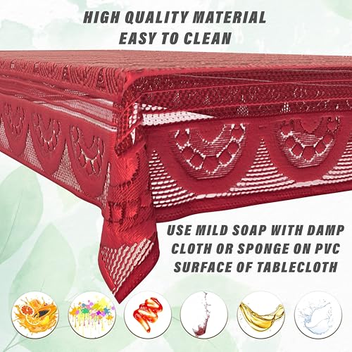 Image of Kuber Industries Rectangular Dining Table Cover 6 Seater|Table Cover Cotton (Maroon)