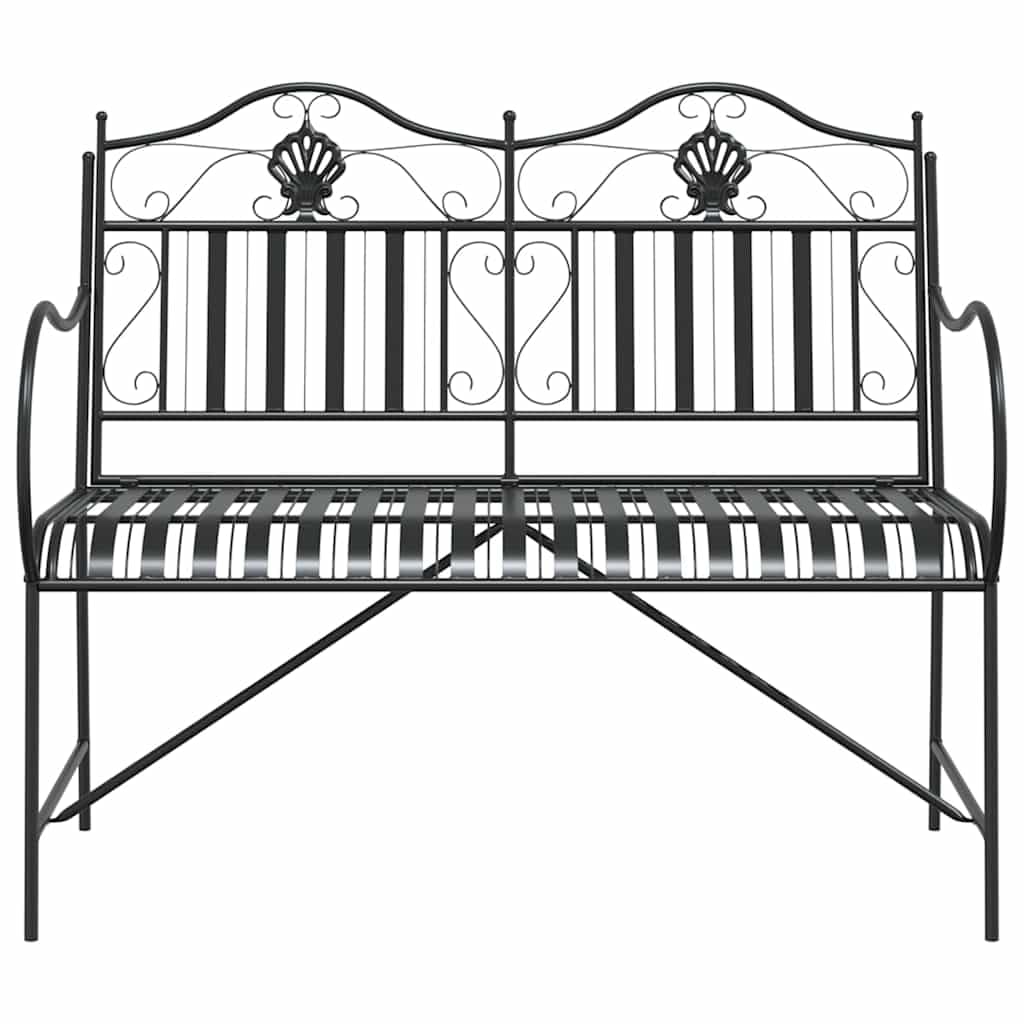 Panchina da Giardino in Acciaio Nero, Seduta Esterno 103cm | Elegante seduta a due posti ideale per arredare balcone, terrazzo o portico con una struttura in metallo robusto.