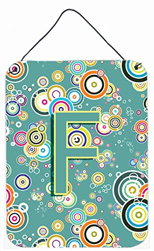 Letter F Circle Circle Teal Initial Alphabet Wall and Door Hanging Prints