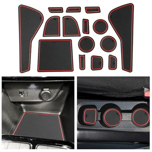CDEFG Compatible con Opel Corsa F 2020-2024 2025 Alfombrillas de Goma Antideslizantes Reposabrazos Consola Central Portavasos Corsa F Freno Manual Accesorios (Rojo)