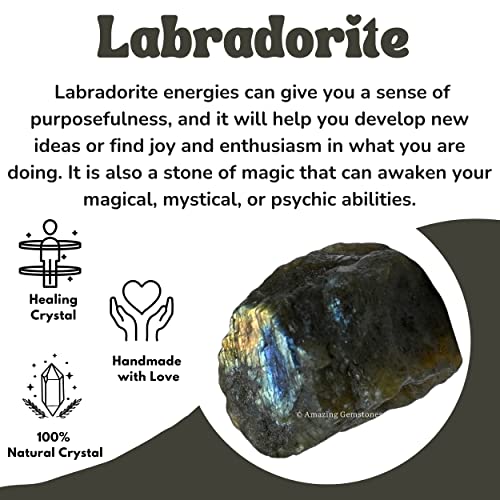 Image of Amazing Gemstone 2 Pieces Labradorite Raw Crystals and Healing Stones, Natural Rocks for Tumbling and DIY Raw Stones and Crystals