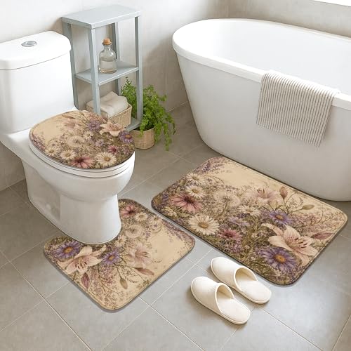 Rideau de douche et tapis violet pour rénover une salle de bain - 5