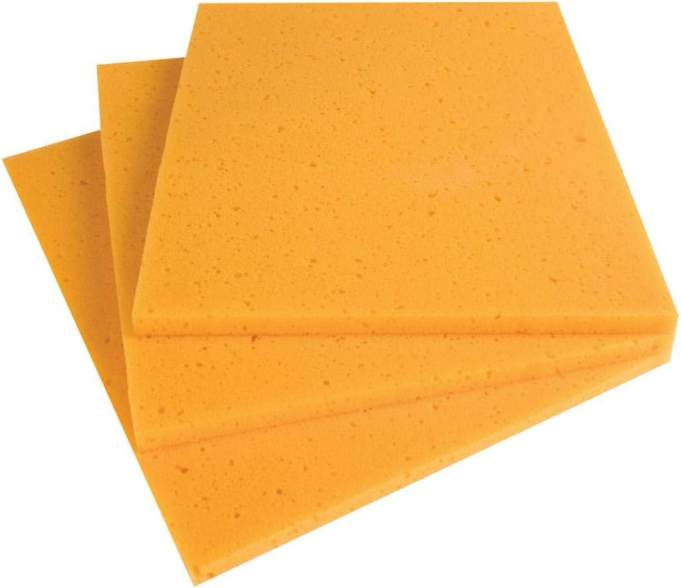 Creative Hobbies Pack of 3 Synthetic Silk Sponge Sheets -Big 12 x 10 x 1/2 Inch Size for Painting, Arts & Crafts, Ceramics & Pottery, Stamping, Household Use & More!
