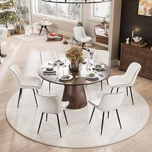 Younike white dining chairs set of 2 with high backs mid century modern kitchen dining room chair faux leather upholstered comfortable large padded accent side chair metal legs sillas de comedor  urban country home decor