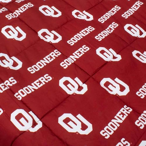 Image of College Covers Everything Comfy Oklahoma Sooners Reversible Big Logo Soft and Colorful Comforter, Queen