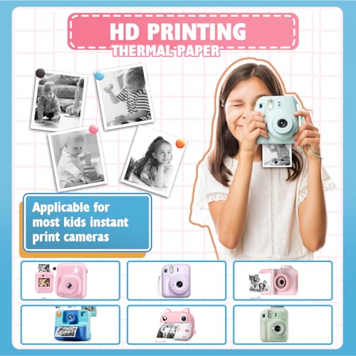 Papier termiczny, 12 rolek papieru do natychmiastowego napełniania aparatu dla dzieci, papier termiczny Atnadov HD (bez BPA), do natychmiastowego uzupełniania aparatu fotograficznego, idealny do
