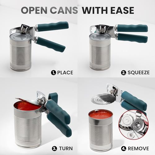 Image of Zulay Kitchen Manual Can Opener Heavy Duty Patented Stainless Steel, Green