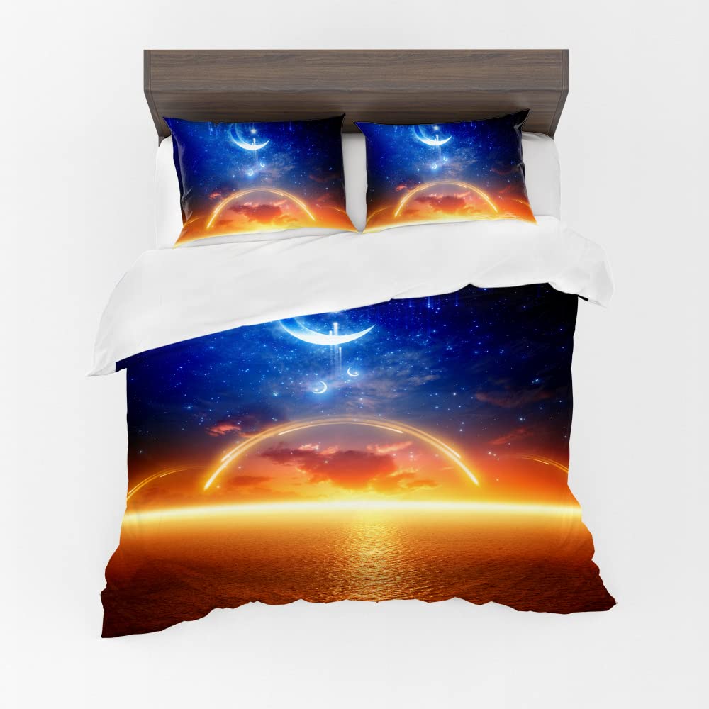 Housse de couette ciel étoilé 3D pour lit double ado chambre cosmique nuit douce