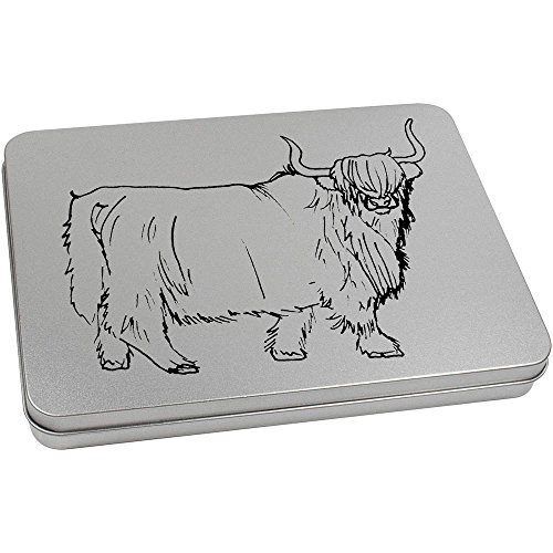Azeeda 220mm 'Highland Cow' Metal Hinged Tin/Storage Box (TT00060875)